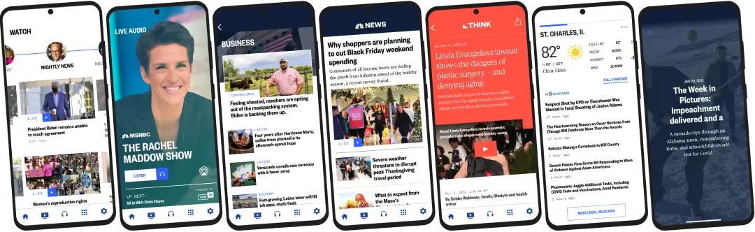 NBC News app after the redesign — modernized layout with video showcase and editorial flexibility