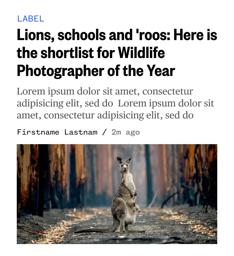 NBC News app layout with hero image below headline