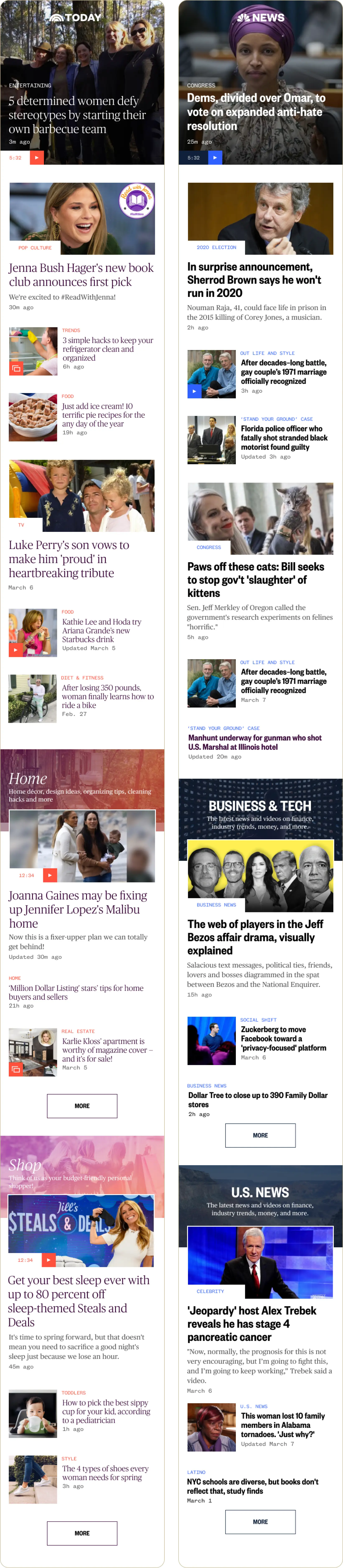 User testing results comparing satisfaction and feature preferences across TODAY Show and NBC News app users